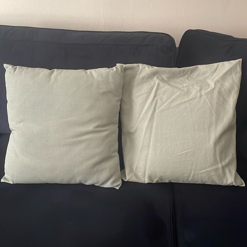 Pair of Olive green linen decorative square pillows with removable pillow cover